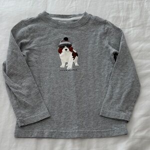 Janie and Jack Gray Dog Graphic Long Sleeve Shirt size 4